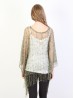 Crochet Knit Sleeved Top with Fringe